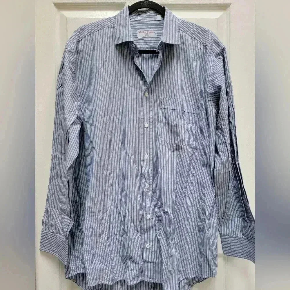 Luciano Barbera Men's Striped Made In Italy Button Up Long Sleeve Shirt Size L